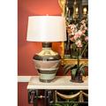 Bradburn Home Collage 30" Table Lamp Porcelain/Fabric/Crystal in Brown/Green/Pink | 30 H x 19 W x 19 D in | Wayfair GP-64194