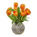 Wrought Studio™ Artificial Floral Arrangement Tulip in Vase Polyester/Faux Silk/Plastic/Fabric in Orange/Pink/White | 15 H x 11 W x 11 D in | Wayfair