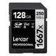 Lexar Professional 1667x SD Karte 128GB, Speicherkarte SDXC UHS-II, Bis zu 250 MB/s Lesen, Class 10, U3, V60, SD für Professionelle Fotografen, Videofilmer, Enthusiasten (LSD128CB1667)