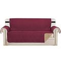 H.Versailtex Sofa Protectors Waterproof Sofa Covers 3 Seater from Pets/Dogs/Kids, Couch Covers Furniture Protector Slipcovers Quilted, Non Slip with Strap, 3 Seater, Reversible Burgundy/Tan