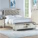 Willa Arlo™ Interiors Barret Tufted Low Profile Storage Standard Bed Wood & /Upholstered/Faux leather in White | 58 H x 72 W x 87 D in | Wayfair