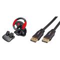 Esperanza EG103 Gaming Lenkrad PC/PSX/PS2/PS3 USB High Octane Schwarz/Rot & Amazon Basics - Verbindungskabel, DisplayPort auf DisplayPort, 3 m