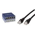 Netgear GS105GE 5-Port Unmanaged Gigabit Kupfer Switch (bis zu 1000 MBit/s Datenübertragung, Plug-and-Play, lüfterlos) & Amazon Basics Ethernet-Netzwerkkabel, RJ45, Cat6, 0,9 m, 1.000Mbit/s