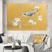 East Urban Home Farmhouse 'Gold Bird on Blossoms II' Painting Multi-Piece Image on Canvas Metal in Gray/Green/Yellow | 40 H x 60 W x 1 D in | Wayfair