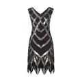 Love Camden Great Gatsby Flapper Downton Charleston 1920s Black Silver Sequin Tassle Hem Dress (20)