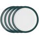 Denby - Greenwich Dinner Plates Set of 4 - Dishwasher Microwave Safe Crockery 26.5cm - Glazed Green, White Ceramic Stoneware Tableware - Chip & Crack Resistant