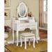 Rosdorf Park Sheehan Solid Wood Vanity Set w/ Stool & Mirror Wood in White, Size 58.88 H x 31.63 W x 15.75 D in | Wayfair