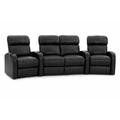 Latitude Run® Large LED Flex Light Home Theater Row Seating (Row of 4) Genuine Leather in Black | 44 H x 126 W x 43 D in | Wayfair