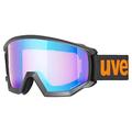 uvex Athletic CV - Ski Goggle for Men and Women - Contrast Enhancing - Extended Field of Vision & Anti-Fog Coating - Black Matt/Blue-Orange - One Size
