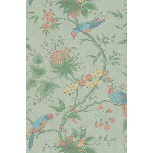 Little Greene 'Brooke House - Silk' - Green Wallpaper