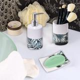 Evideco Tropical Collection Dolomite Curved Soap Dish Cup Ceramic in Blue/Green/White | 1 H x 6 W x 4 D in | Wayfair 6477635