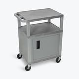 Tuffy Gray 3 Shelf AV Cart W/ Nickel Legs, Cabinet & Electric - Luxor WT34GYC4E-N