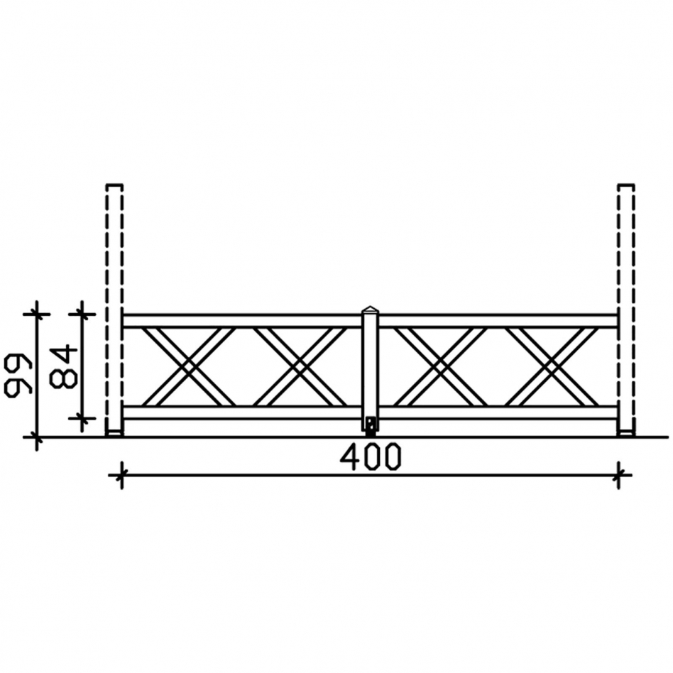 Skan Holz Brüstung Andreaskreuz, für 4-Eck Pavillons und Terrassenüberdachungen, Schiefergrau, 400 cm Image