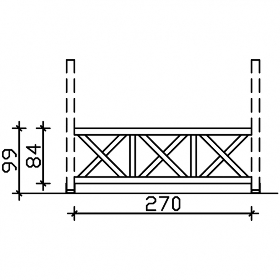 Skan Holz Brüstung Andreaskreuz, für 4-Eck Pavillons und Terrassenüberdachungen, Weiß, 270 cm Image