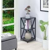 Tucson Metal 3 Tier Corner Bookcase in Weathered Gray / Black - Convenience Concepts 161823WGYBL