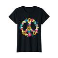 60er Jahre Party Outfit Halloween Hippie Kostüm Flower Peace Zeichen T-Shirt