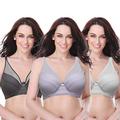 Curve Muse Women's Plus Size Minimizer Unlined Underwire Full Coverage Bra-3PK-LAVENDER,Gray,CREAM-34DD