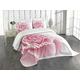 ABAKUHAUS Pale Pink Bedspread Set, Rose Petals Beauty, Decorative Quilted 2 Piece Coverlet Set with Pillow Sham, Pink White