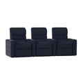 Latitude Run® LED Home Theater Row Seating (Row of 3) Microfiber/Microsuede in Blue | 43.5 H x 108.5 W x 40 D in | Wayfair