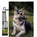 Breeze Decor German Shepherd Nature Pets Impressions Decorative 2-Sided Polyester 1.5 x 1.1 ft. Flag Set in Black/Gray | 18.5 H x 13 W in | Wayfair