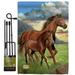 Breeze Decor Americana Horse Nature Farm Animals Impressions Decorative 2-Sided 1.5 x 1.1 ft. Flag Set in Brown/Green | Wayfair