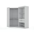 Mulberry Open 2 Sectional Modern Corner Wardrobe Closet with 2 Drawers- Set of 2 in White - Manhattan Comfort 110GMC1