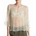 Free People Tops | New Free People Jewel Box Embellish Top Cream Mint | Color: Cream/Green | Size: Various