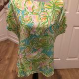 Lilly Pulitzer Tops | Lilly Pulitzer Silk Bright Blouse Top Medium Euc | Color: Green/Pink | Size: M