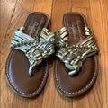 American Eagle Outfitters Shoes | American Eagle Gold Sandals Size 9 | Color: Brown/Gold | Size: 9