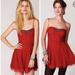 Free People Dresses | Free People Red Scallop Strapless Lace Tulle Dress | Color: Red | Size: Xs