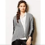Anthropologie Sweaters | Anthropologie Moth Gray Wool Cardigan With Leather | Color: Black/Gray | Size: Xs