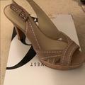 Nine West Shoes | Adorable Cork Heels Perfect For Spring. Neutral. | Color: Tan | Size: 9.5