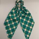 Anthropologie Accessories | Kelly Green/White Plaid Scrunchies With Long Tails | Color: Green/White | Size: Os