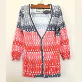 Anthropologie Sweaters | Anthopologie Fielel Flower Cardigan Gray Coral Xs | Color: Gray | Size: Xs