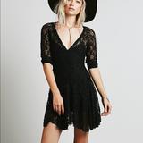 Free People Dresses | Free People High Low Lace Slip Dress | Color: Black | Size: 2