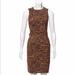 Michael Kors Dresses | Michael Kors Feather-Print Sheath Dress | Color: Brown/Purple | Size: 2