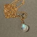 Anthropologie Jewelry | 14k Gold Moonstone Necklace | Color: Blue/Gold | Size: Os