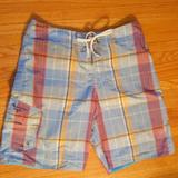 American Eagle Outfitters Swim | Aeo Plaid Swim Trunks-Sz 32 | Color: Blue | Size: 32