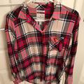 American Eagle Outfitters Tops | American Eagle Boyfriend Fit Plaid Flannel | Color: Red/Tan | Size: M