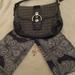 Coach Bags | Black Coach Handbag, Scarf & Black Pearl Jewelry | Color: Black/Gray | Size: 12"L, 9"H, 2"D