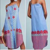 Anthropologie Dresses | Anthropologie Lilka Blue Embroidered Estina Dress | Color: Blue/Red | Size: S