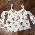 American Eagle Outfitters Tops | American Eagle Outfitters Flower Cold Shoulder Top | Color: Cream | Size: Xs