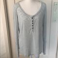 Free People Tops | Free People Distressed Henley- Light Blue | Color: Blue/Silver | Size: S
