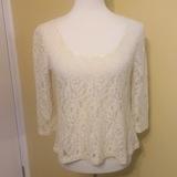 Anthropologie Tops | Kimchi Blue Anthro Lace Top Blouse Sz Med *I | Color: Cream | Size: Mp
