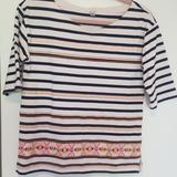 J. Crew Tops | J. Crew 3/4 Sleeve Embroidered Top | Color: Blue/White | Size: S