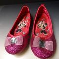 Disney Shoes | Disney Pink Glitter Bling Bow Flats Shoes 11 | Color: Pink | Size: 11g