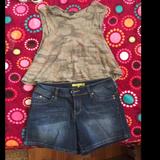 American Eagle Outfitters Other | American Eagle Ccamo Crop Top With Jean Shorts | Color: Blue/Green | Size: Size 7 And A O/S