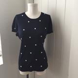 J. Crew Tops | J. Crew Navy Polka Dot Short Sleeved Top (Size M) | Color: Blue/White | Size: M