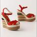 Anthropologie Shoes | Anthropologie Andre Assous Red Suede Wedges | Color: Red/Tan | Size: 9