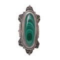 Forest Majesty,'Oval Green Malachite Cocktail Ring Crafted in India'